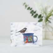 Kip in de sneeuw briefkaart (Staand voorkant)