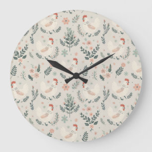 Kip in de tuin grote klok