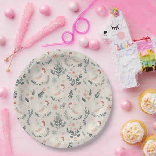 Kip in de tuin papieren bordje (Feest)