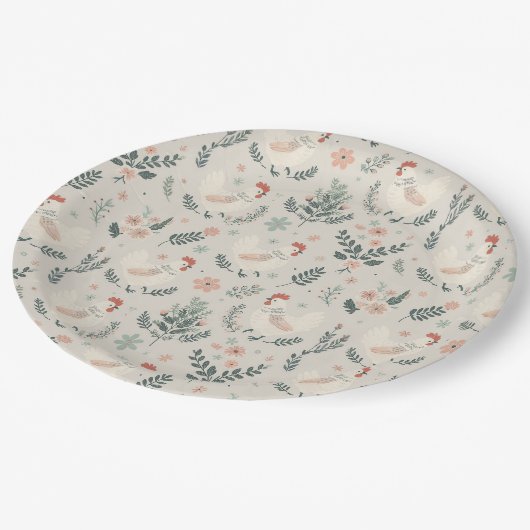 Kip in de tuin papieren bordje (Gekanteld)