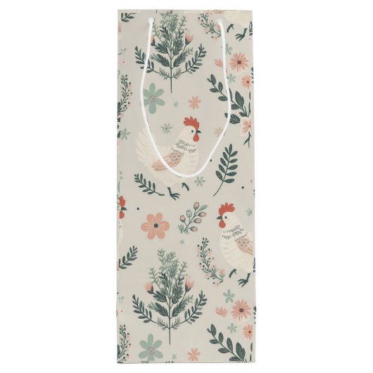 Kip in de tuin wijn cadeautas (Achterkant)