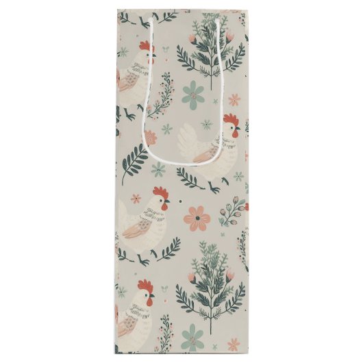 Kip in de tuin wijn cadeautas (Voorkant)