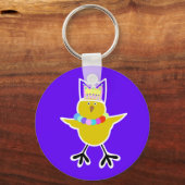 Kip in een kroon met kralen sleutelhanger (Voorkant)