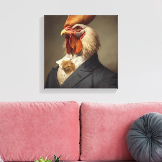 Kip in een pak | Dierenkunst | Dier in een pak Canvas Afdruk (Insitu (Woonkamer))
