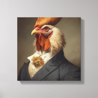 Kip in een pak | Dierenkunst | Dier in een pak Canvas Afdruk