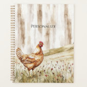 Kip in grasveld van bloemen planner (Voorkant)