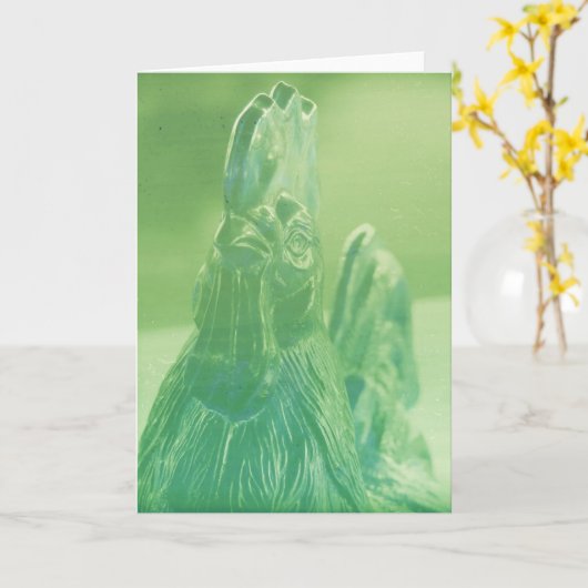 Kip in groene tinten alle gelegenheden kaart (Gele Bloem)