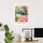 Kip in Matisse-stijl Kunstprint Grappig Roze Poster (Thuiskantoor)