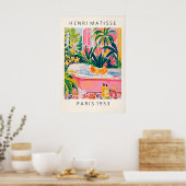 Kip in Matisse-stijl Kunstprint Grappig Roze Poster (Keuken)