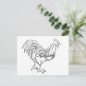 Kip in pen en inkt briefkaart (Staand voorkant)