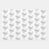 Kip in pen en inkt inpakpapier vel (Voorkant)