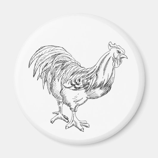 Kip in pen en inkt magneet (Voorkant)