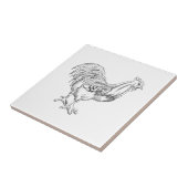 Kip in pen en inkt tegeltje (Zijkant)