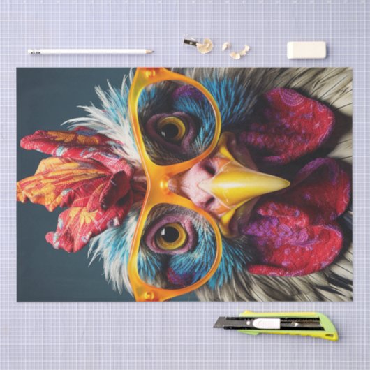 Kip in Rode Bril Wackadoodle Decoupage Tissuepapier (Craft)