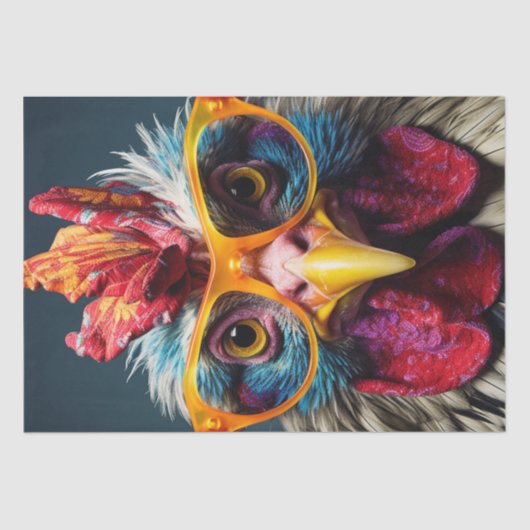 Kip in Rode Bril Wackadoodle Decoupage Tissuepapier (Voorkant)