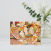 kip in rode kerrie met groenten briefkaart (Staand voorkant)