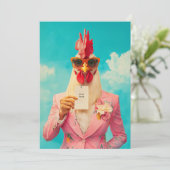 Kip in roze pak kaart (Staand voorkant)