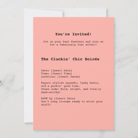 Kip in roze pak kaart (Achterkant)