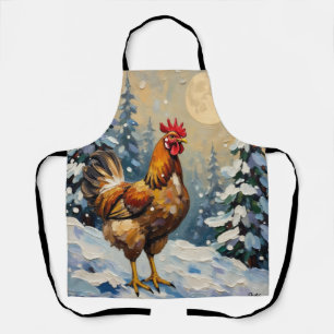 Kip in Vintage Kerstwonderland Schort