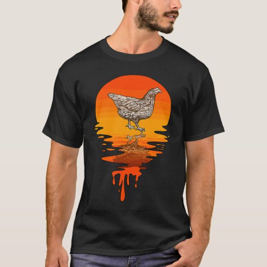 Kip in vintage retro stijl t-shirt (Voorkant)