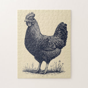 Kip inkt illustratie op Tan Legpuzzel