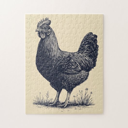 Kip inkt illustratie op Tan Legpuzzel (Verticaal)