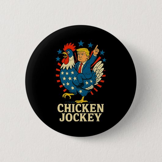 Kip Jockey Trump Funny Meme 2 Ronde Button 5,7 Cm (Voorkant)