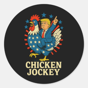 Kip Jockey Trump Funny Meme 2 Ronde Sticker