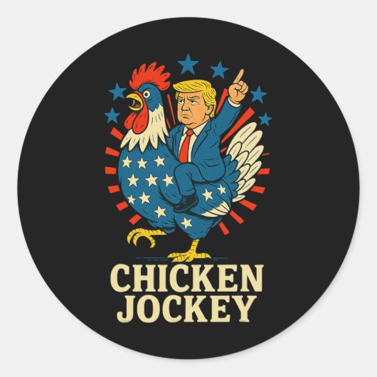 Kip Jockey Trump Funny Meme 2 Ronde Sticker (Voorkant)
