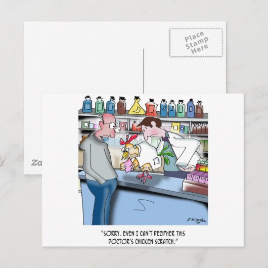 Kip kan de Chicken Scratch van de Doctor niet ontc Briefkaart (Voorkant / Achterkant)