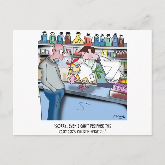 Kip kan de Chicken Scratch van de Doctor niet ontc Briefkaart (Voorkant)