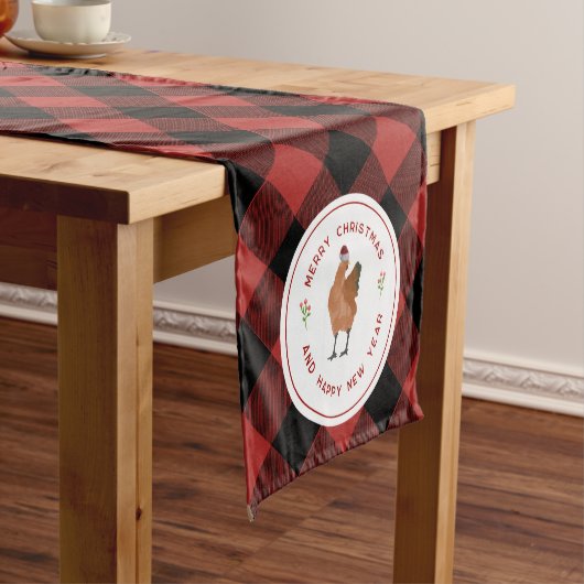 Kip Kerst Buffel Plaid Korte Tafelloper (Voorbeeld)