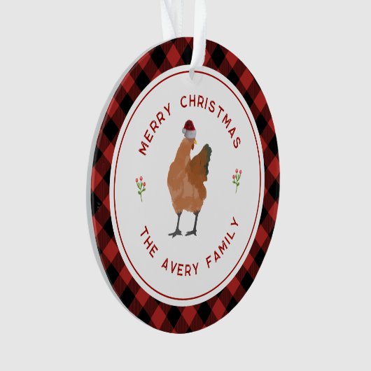 Kip Kerst Buffel Plaid Ornament (voorkant)