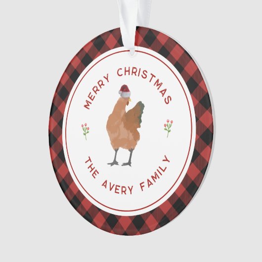 Kip Kerst Buffel Plaid Ornament (voorkant)