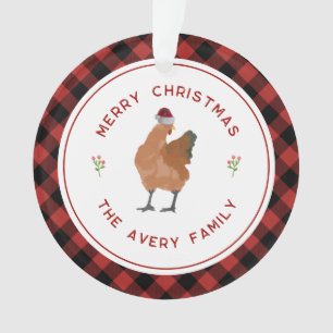 Kip Kerst Buffel Plaid Ornament