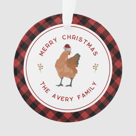 Kip Kerst Buffel Plaid Ornament (voorkant)