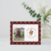 Kip Kerst Foto Buffel Plaid Feestdagenkaart (Staand voorkant)