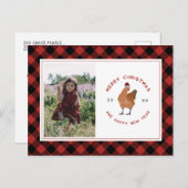 Kip Kerst Foto Buffel Plaid Feestdagenkaart (Voorkant / Achterkant)