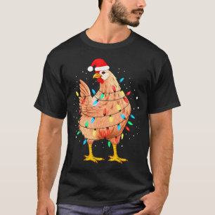 Kip Kerst Lichtjes Boerderij Dier Grappig Kerstmis T-shirt