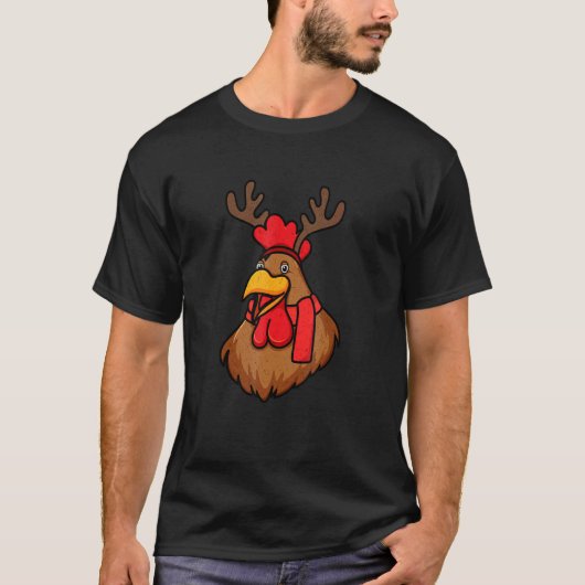 Kip Kerst Rendier Geweien Xmas T-shirt (Voorkant)