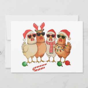 Kip Kerst Santa Hoed Boerderij Familie Kerstmis Feestdagenkaart
