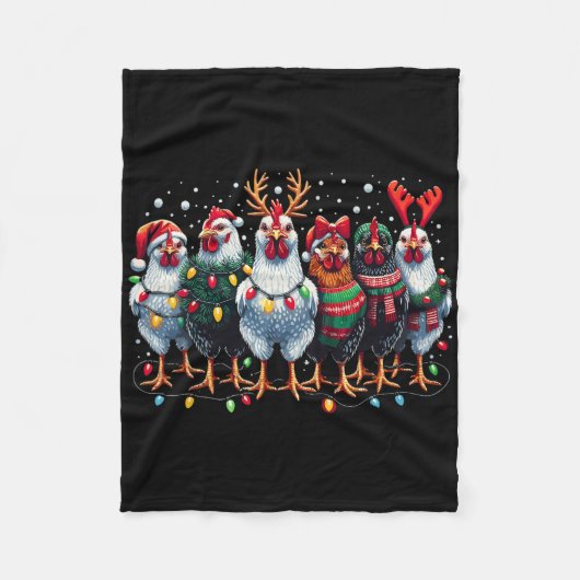 Kip Kerst Verlichting Boerderij Kerstmis  Fleece Deken (Voorkant)