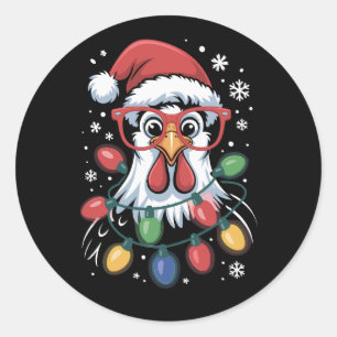Kip Kerstboom Lichtjes Boerderij Dier Sinterklaas Ronde Sticker