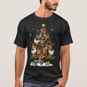 Kip Kerstboom Lights Grappige Xmas Kip L T-shirt