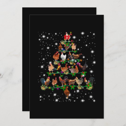 Kip-kerstboom met vlieglicht bedankkaart (Voorkant / Achterkant)