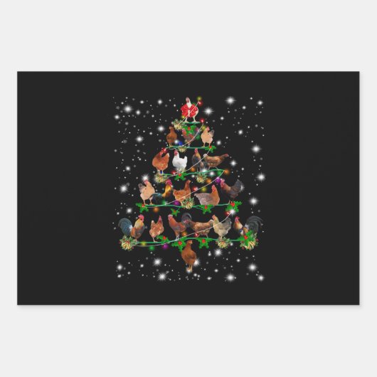 Kip-kerstboom met vlieglicht inpakpapier vel (Voorkant)