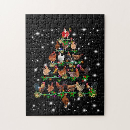 Kip-kerstboom met vlieglicht legpuzzel (Verticaal)
