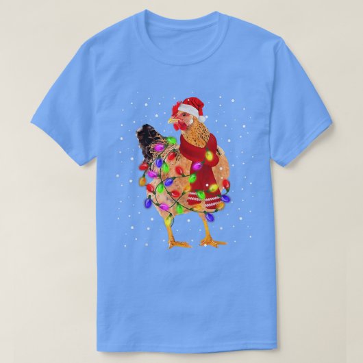 Kip kerstboom Santa Hat Fairy Lights Arou T-shirt (Design voorkant)