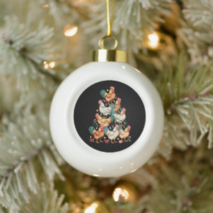 Kip Kerstboom Verlichting Kerstmis Vakantie Seizoe Keramische Bal Ornament