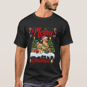 Kip Kerstboom Verlichting Santa Chicken Kerstmis T-shirt